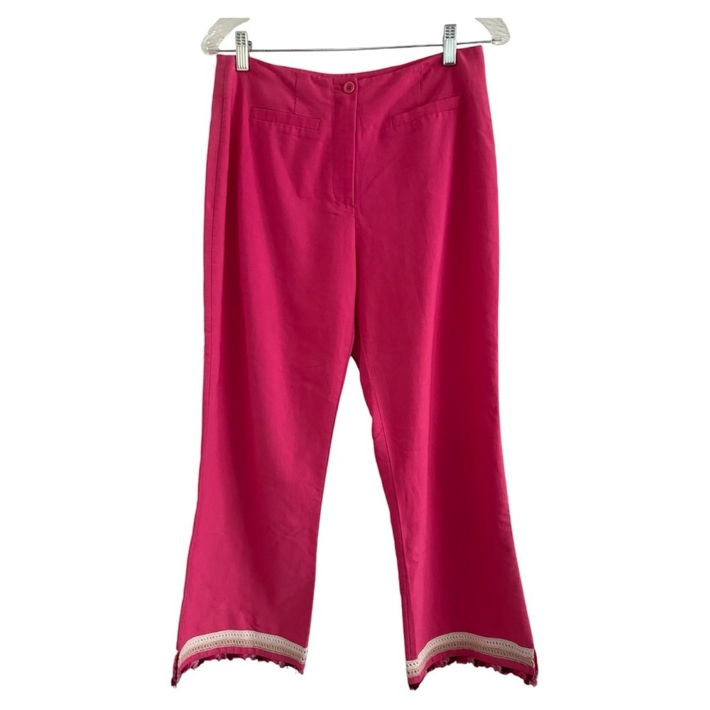 ONLY Juniors Pink Cropped Slim Embroidered Ankle Trousers Pants-Size 38/US 7